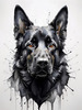 Abstract Art of Black German Shepherd's Intelligent Face
