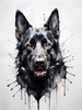 Abstract Art of Black German Shepherd's Intelligent Face