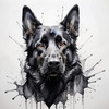 Abstract Art of Black German Shepherd's Intelligent Face