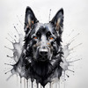 Abstract Art of Black German Shepherd's Intelligent Face