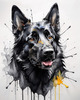 Abstract Art of Black German Shepherd's Intelligent Face