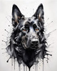 Abstract Art of Black German Shepherd's Intelligent Face