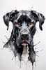 Abstract Black Great Dane Sketch Art