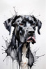 Abstract Black Great Dane Sketch Art