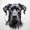 Abstract Black Great Dane Sketch Art