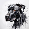 Abstract Black Great Dane Sketch Art