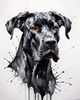 Abstract Black Great Dane Sketch Art
