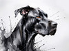 Abstract Black Great Dane Sketch Art