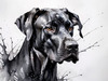 Abstract Black Great Dane Sketch Art