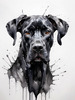 Abstract Black Great Dane Sketch Art