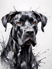Abstract Black Great Dane Sketch Art