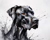 Abstract Black Great Dane Sketch Art