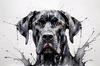 Abstract Black Great Dane Sketch Art
