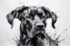 Abstract Black Great Dane Sketch Art