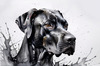 Abstract Black Great Dane Sketch Art