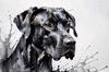 Abstract Black Great Dane Sketch Art