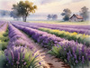 Serene Lavender Field Swaying in Breeze with Pastel Sky Landscape Print