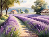 Serene Lavender Field Swaying in Breeze with Pastel Sky Landscape Print