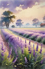 Serene Lavender Field Swaying in Breeze with Pastel Sky Landscape Print
