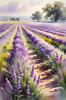 Serene Lavender Field Swaying in Breeze with Pastel Sky Landscape Print