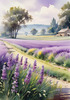 Serene Lavender Field Swaying in Breeze with Pastel Sky Landscape Print