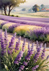 Serene Lavender Field Swaying in Breeze with Pastel Sky Landscape Print