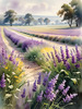 Serene Lavender Field Swaying in Breeze with Pastel Sky Landscape Print