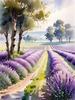 Serene Lavender Field Swaying in Breeze with Pastel Sky Landscape Print