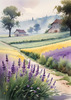Serene Lavender Field Swaying in Breeze with Pastel Sky Landscape Print