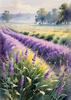 Serene Lavender Field Swaying in Breeze with Pastel Sky Landscape Print