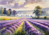 Serene Lavender Field Swaying in Breeze with Pastel Sky Landscape Print