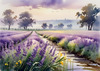 Serene Lavender Field Swaying in Breeze with Pastel Sky Landscape Print