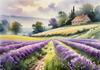 Serene Lavender Field Swaying in Breeze with Pastel Sky Landscape Print