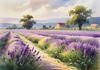 Serene Lavender Field Swaying in Breeze with Pastel Sky Landscape Print