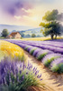 Serene Lavender Field Swaying in Breeze with Pastel Sky Landscape Print