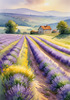 Serene Lavender Field Swaying in Breeze with Pastel Sky Landscape Print