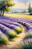 Serene Lavender Field Swaying in Breeze with Pastel Sky Landscape Print