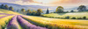 Serene Lavender Field Swaying in Breeze with Pastel Sky Landscape Print