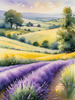 Serene Lavender Field Swaying in Breeze with Pastel Sky Landscape Print
