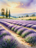 Serene Lavender Field Swaying in Breeze with Pastel Sky Landscape Print