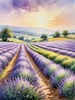Serene Lavender Field Swaying in Breeze with Pastel Sky Landscape Print