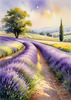 Serene Lavender Field Swaying in Breeze with Pastel Sky Landscape Print