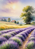 Serene Lavender Field Swaying in Breeze with Pastel Sky Landscape Print