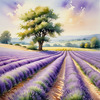 Serene Lavender Field Swaying in Breeze with Pastel Sky Landscape Print