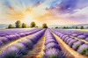 Serene Lavender Field Swaying in Breeze with Pastel Sky Landscape Print