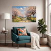 Blossom-lined Country Road Living Room Demo