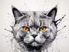 Abstract Sketch of British Shorthair's Face with Round Eyes