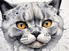 Abstract Sketch of British Shorthair's Face with Round Eyes