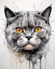 Abstract Sketch of British Shorthair's Face with Round Eyes