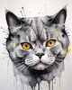 Abstract Sketch of British Shorthair's Face with Round Eyes